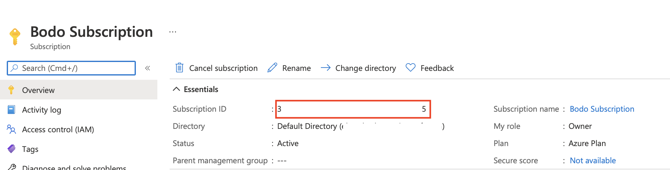 Azure subscription ID