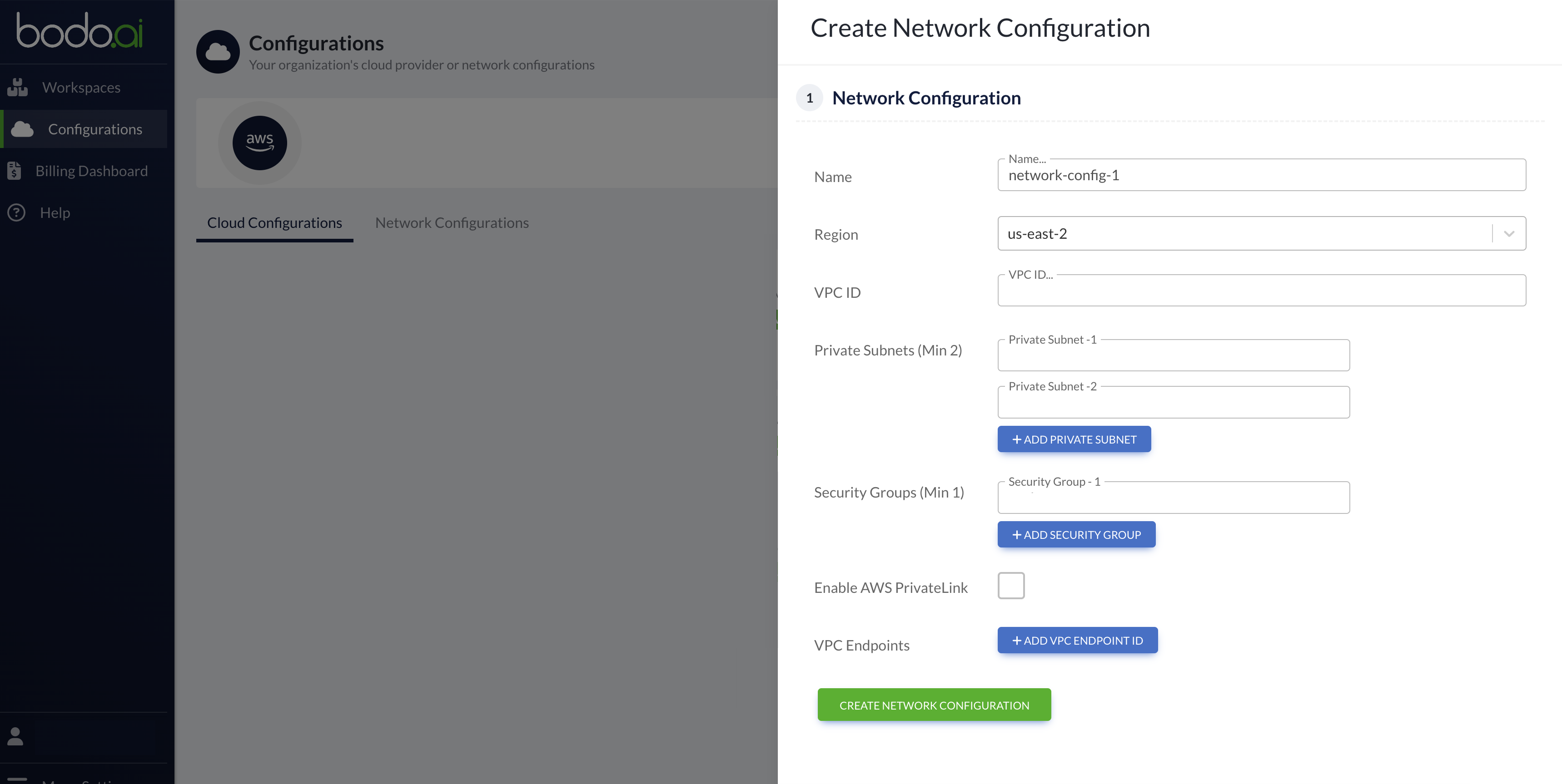 Network Configuration Form